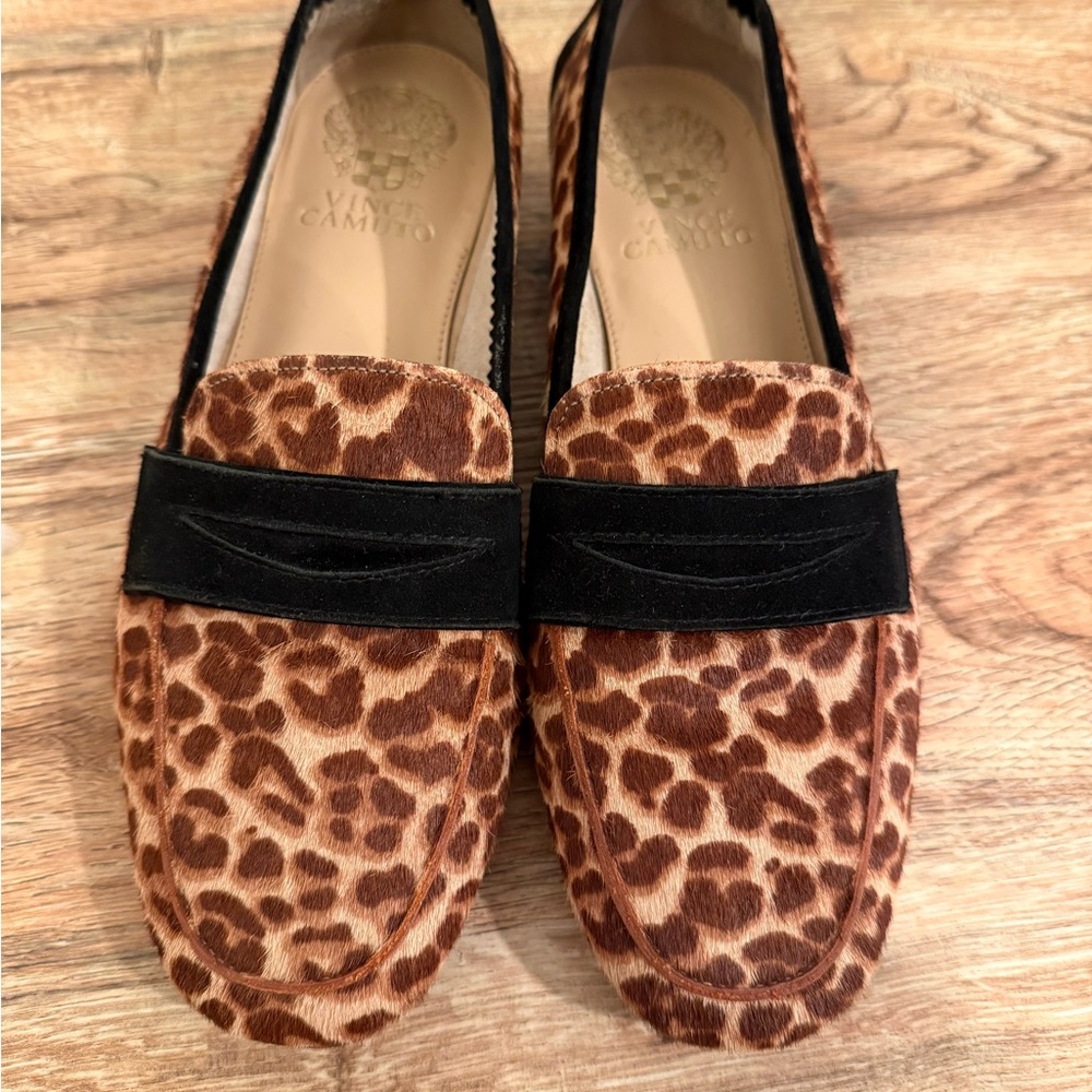 Vince Camuto Brown and Black Animal Print Flats